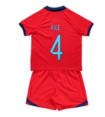 England Declan Rice #4 Borta Kläder Barn VM 2022 Kortärmad (+ Korta byxor)